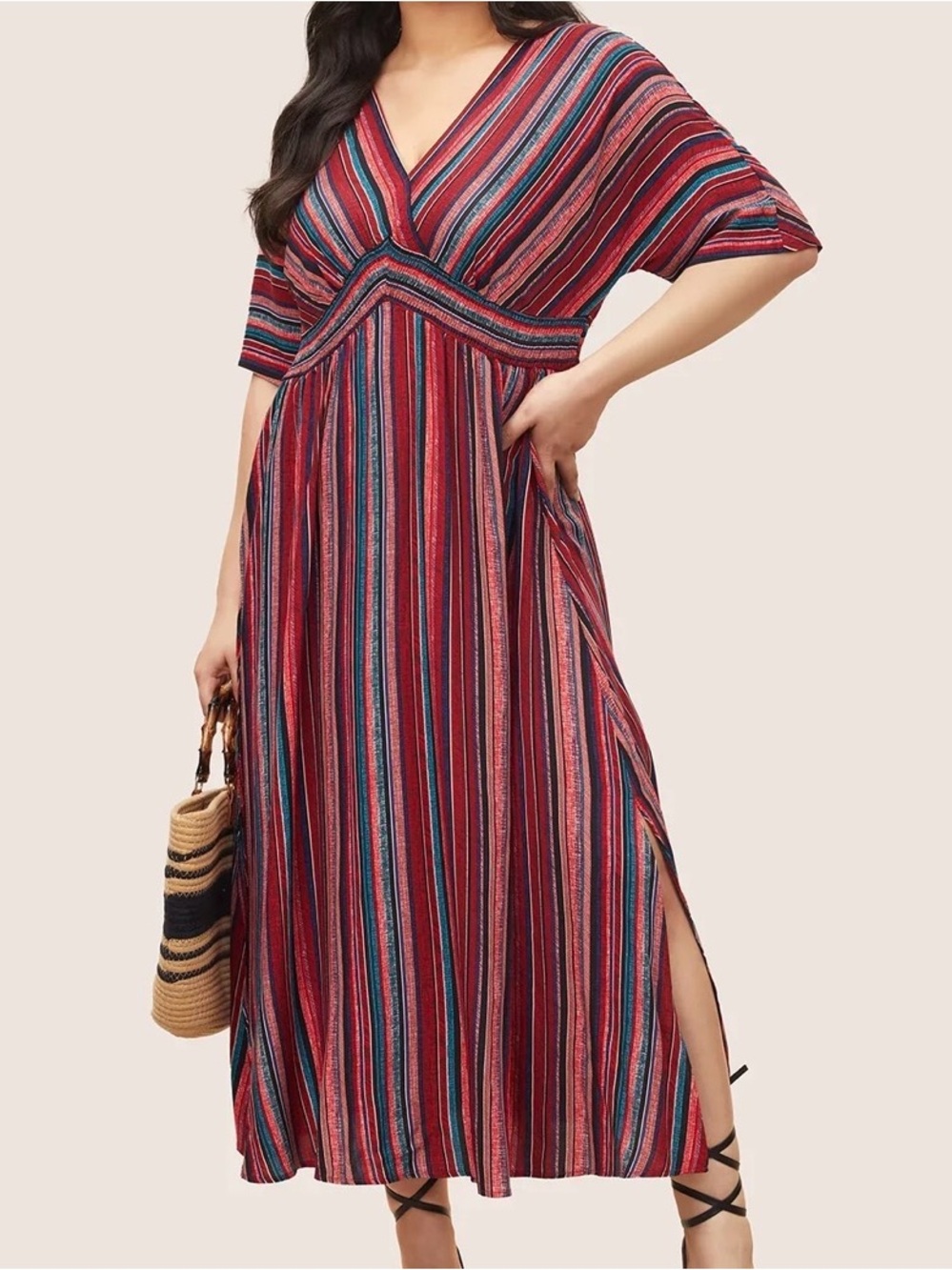 Bloomchic 18/20 Striped dolman short sleeve midi dress 2x 2xl women’s 18-20